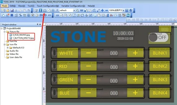 Control-WS2812B_RGB-lamp-by-STONE-display-module