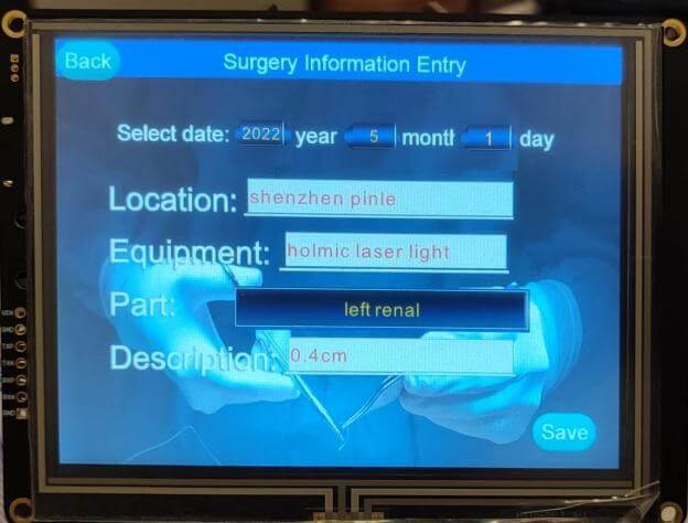 Record medical procedure notes with STONE serial LCD Screen