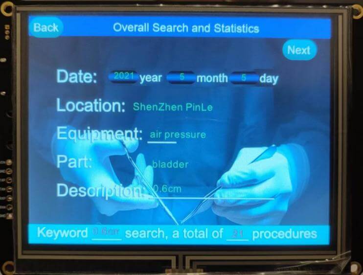 Record medical procedure notes with STONE serial LCD Screen