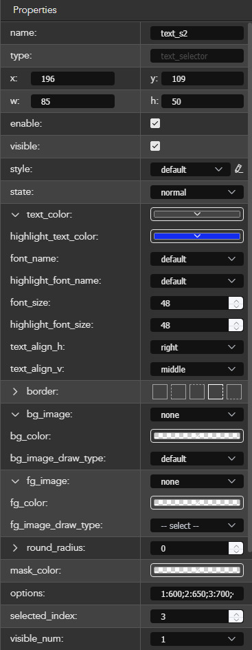 Figure (5) text selector properties