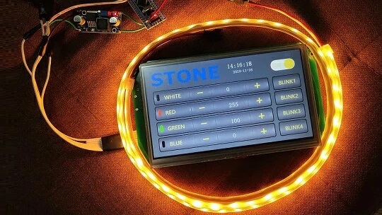 Control WS2812B_RGB Lamp by STONE Display Module